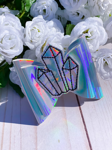 Holographic Faux Leather Bow