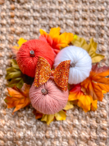 Orange Holographic Glitter Bow