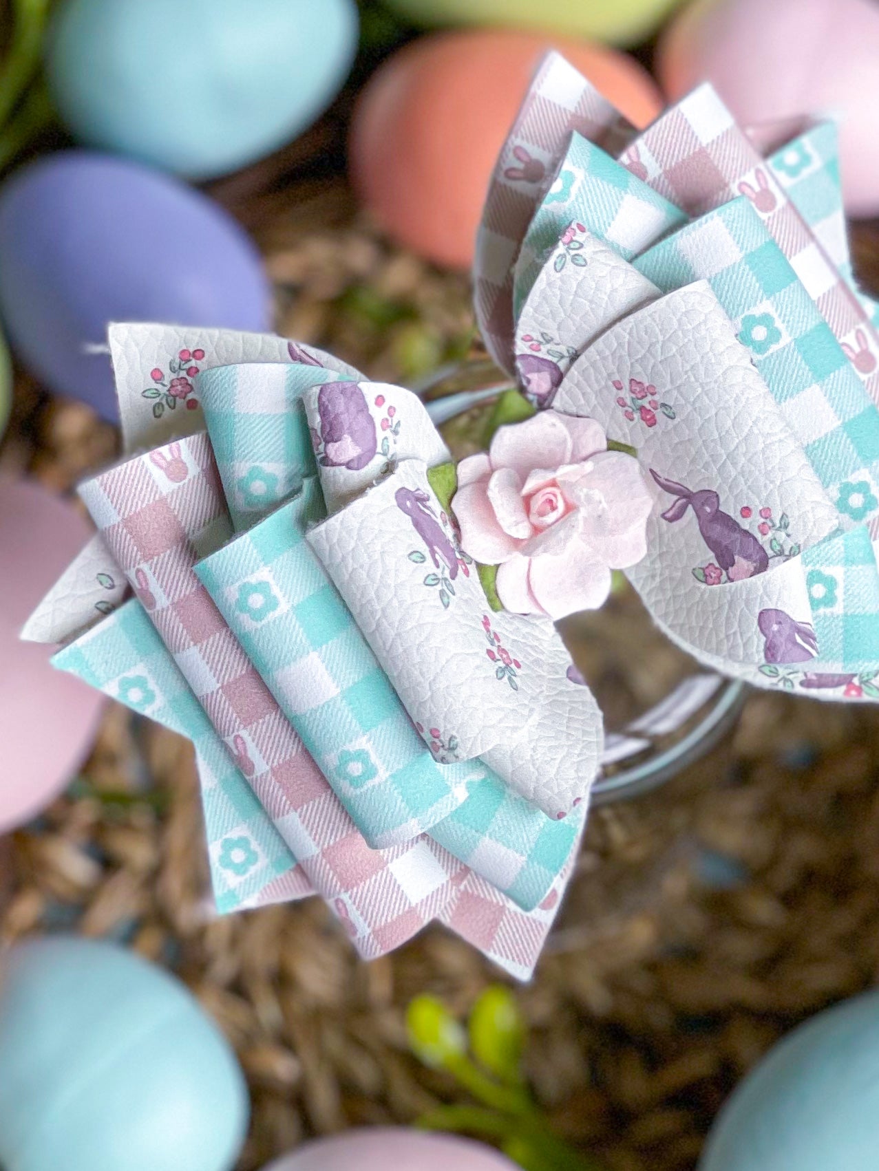 Neutral Bunny Gingham Luxe Bow