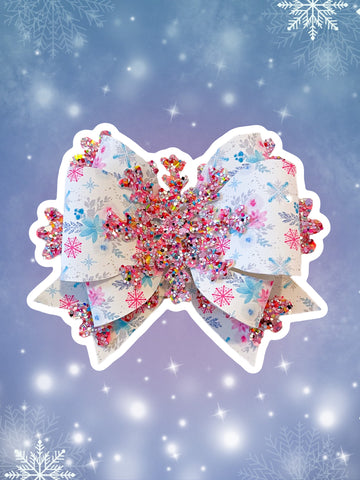 Pink Glitter Snowflake Bow